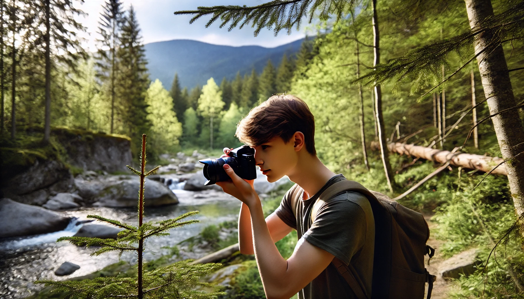 Young homeschool photography student